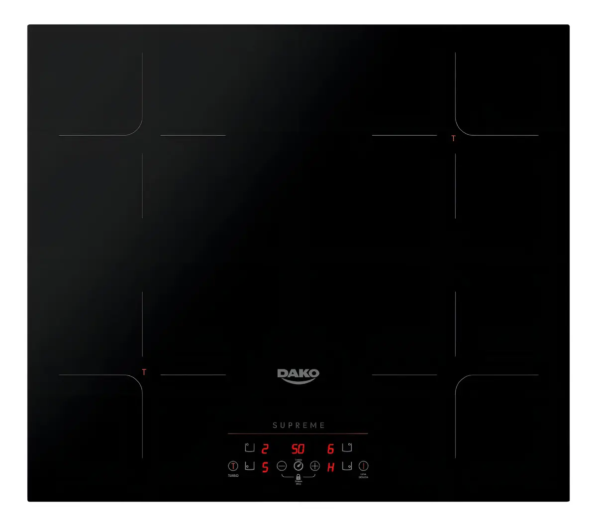Cooktop de Indução 4 Bocas Dako Supreme Preto com Trava de Segurança