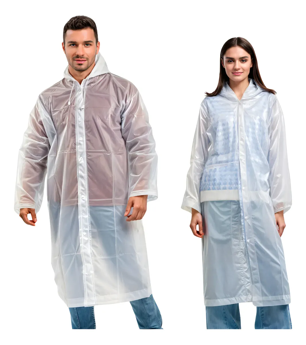 Kit 2 Capa De Chuva Reforçada Pvc Transparente Resistente Transparente Único