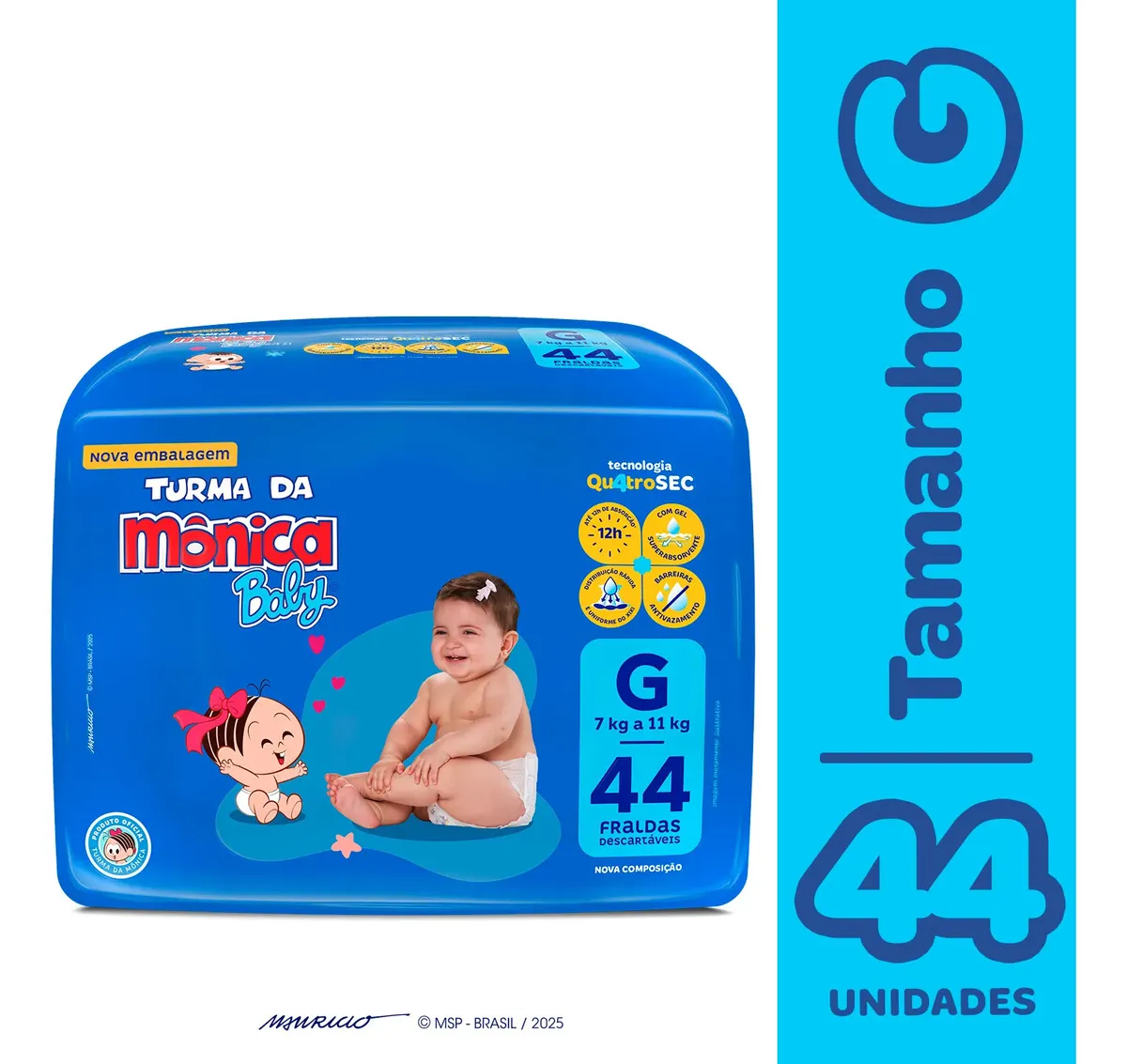 Fralda Turma Da Mônica Baby Mega G 44 Unidades G