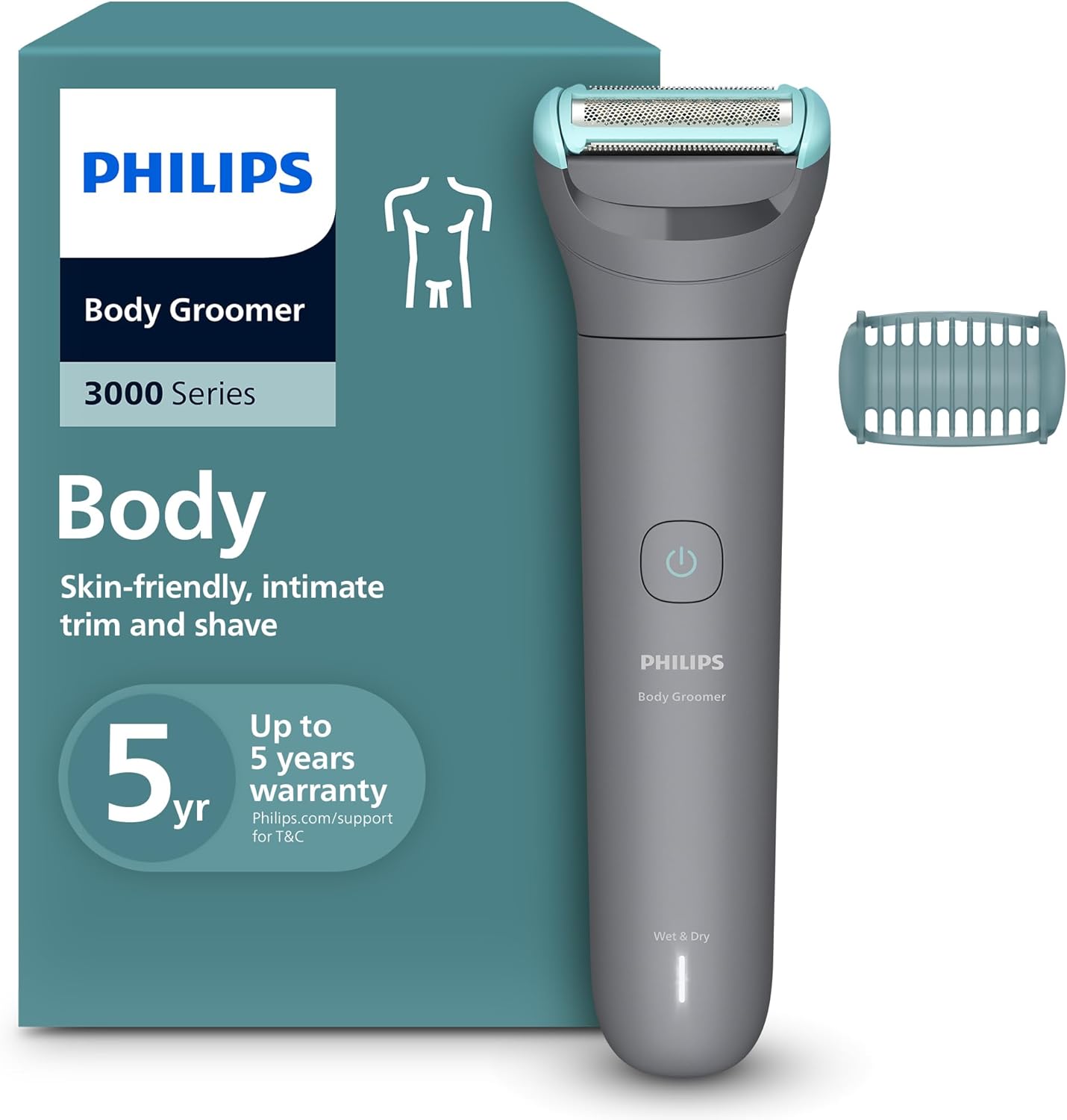 Philips Aparador e Raspador de Pelos Corporais Masculino À Prova d'Água com Bateria Recarregável, Bivolt – BG3470/15